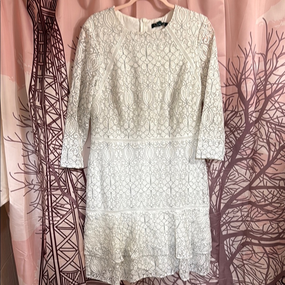 Elegant White Lace Dress Ralph Lauren - Picture 2 of 3